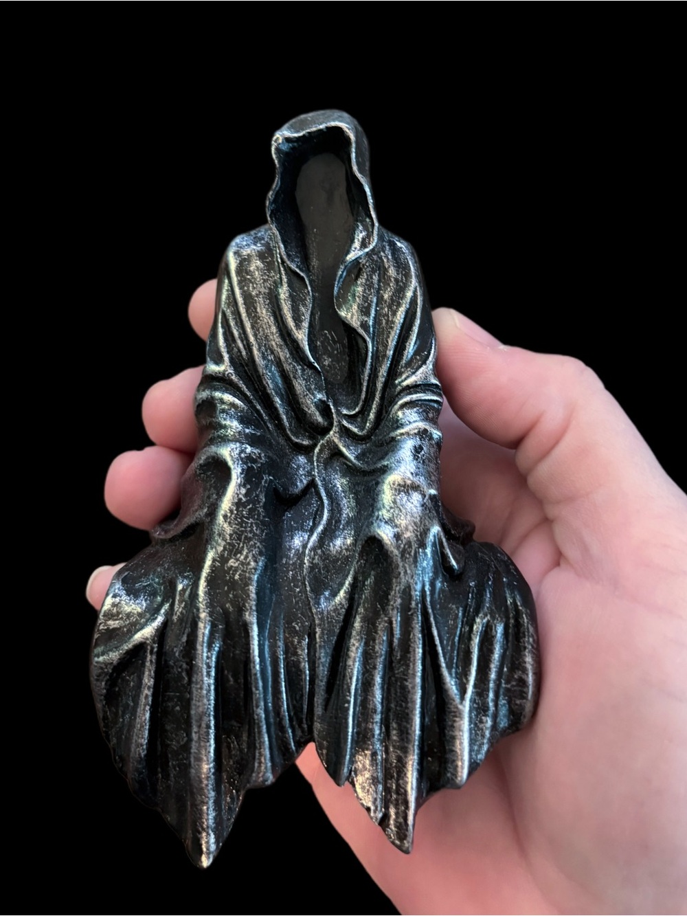 Gothic Grim Reaper Silver + Black Shelf Sitter NWOB